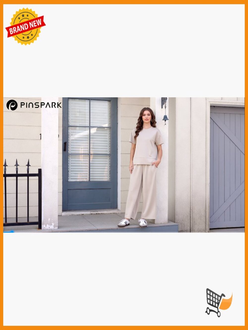 Soft Lounge Set with Wide Leg Pants Short Sleeve Tracksuit Travel Outfit - Picture 7 of 7